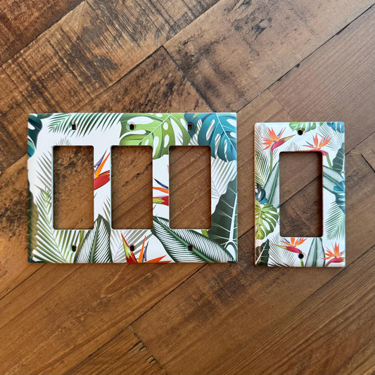 Bird of Paradise Light Switch Cover, Tropical Greenery Switch Plate, Botanical Wall Plate, Island Floral Decor, Jungle Chic Home Accent
