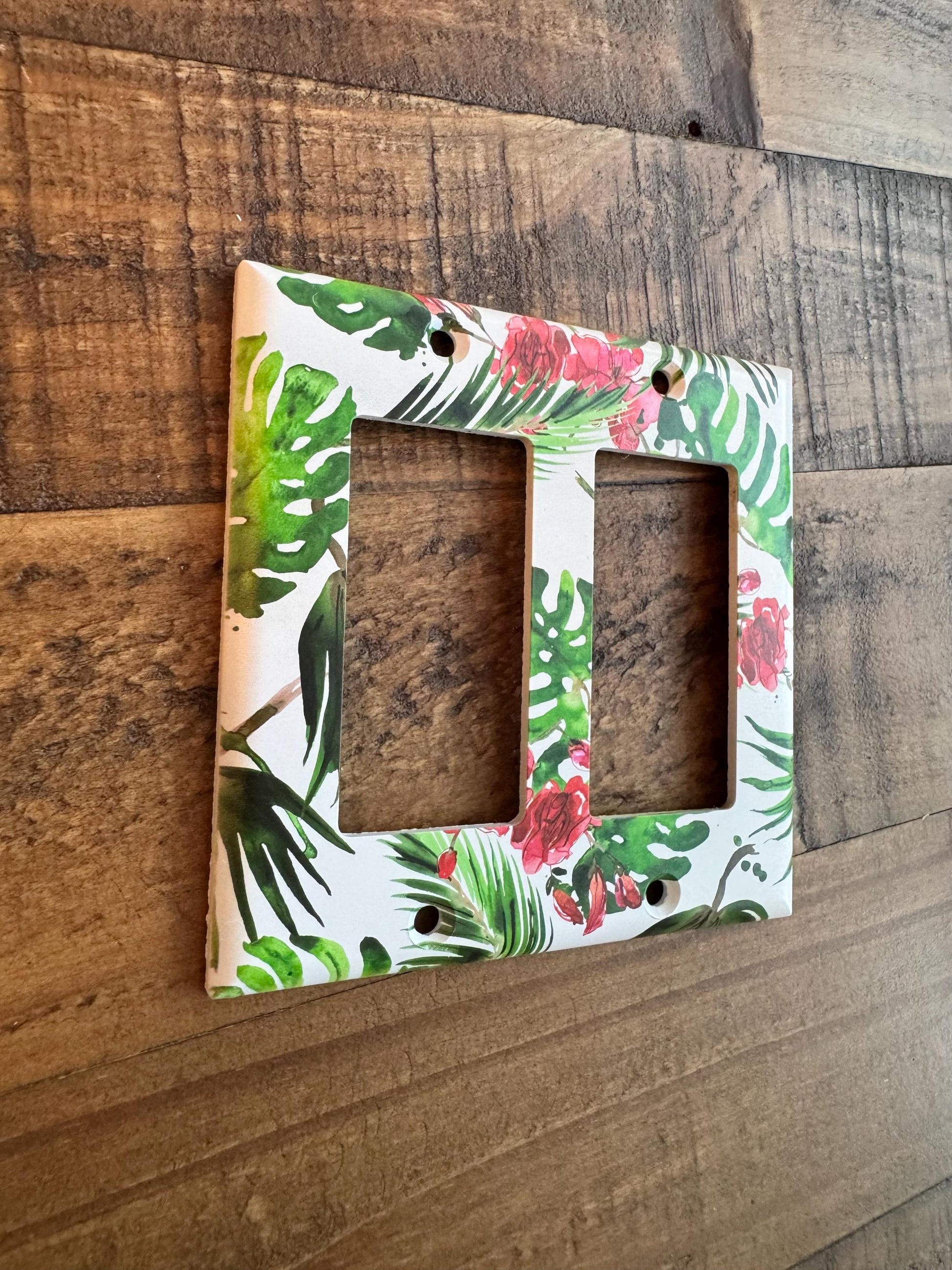 Monstera Light Switch Cover, Tropical Floral Switch Plate, Green Leaf Wall Plate, Botanical Home Decor, Jungle Floral Accent