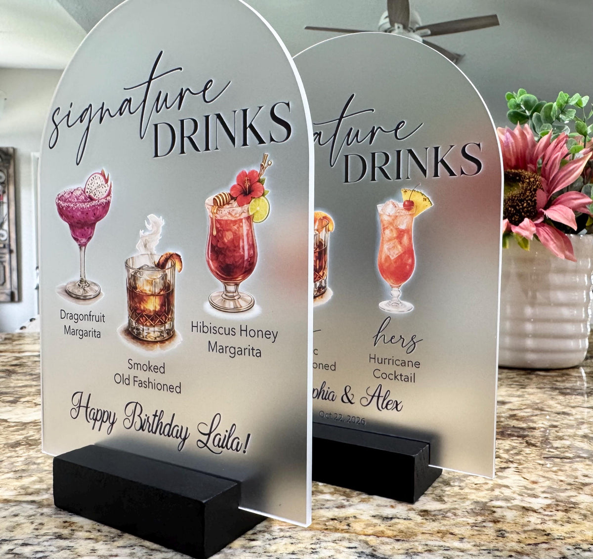 His and Hers Signature Drinks Sign, Personalized Acrylic Wedding Bar Menu, Custom Acrylic Signature Cocktail Menu