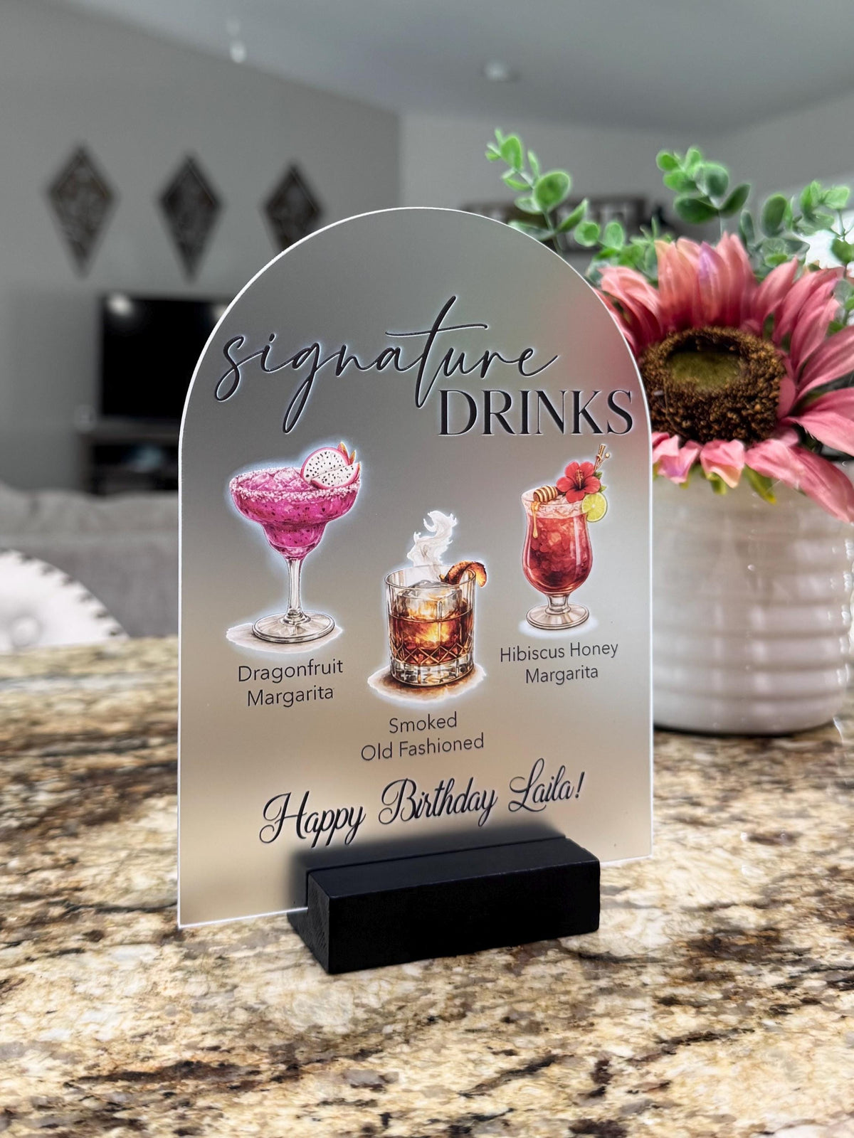 Custom Corporate Logo Event Bar Sign, Personalized Acrylic Signature Cocktail Menu, Corporate Signature Drinks Sign