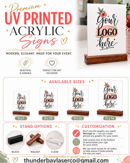Custom Corporate Logo Event Bar Sign, Personalized Acrylic Signature Cocktail Menu, Corporate Signature Drinks Sign