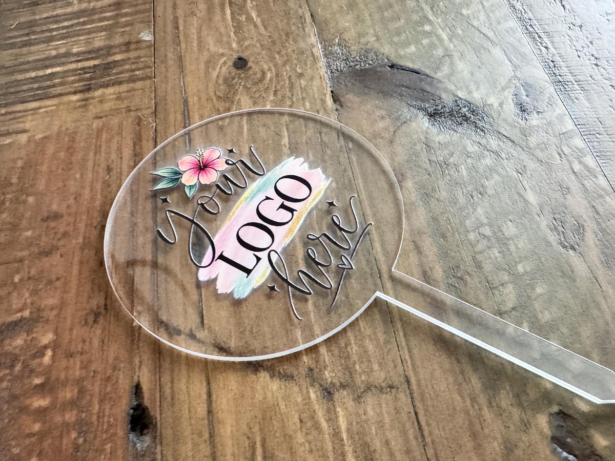 Custom Event Cake Topper, Personalized Logo Acrylic Cake Decor, UV Printed Topper for Corporate Events, Weddings, Birthdays and Parties