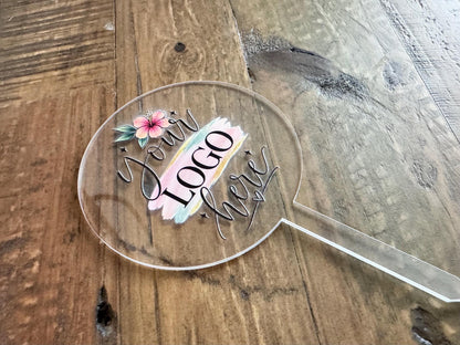 Custom Event Cake Topper, Personalized Logo Acrylic Cake Decor, UV Printed Topper for Corporate Events, Weddings, Birthdays and Parties