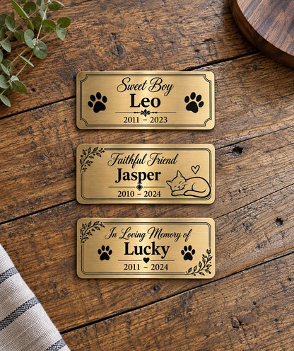 Pet Urn Nameplate, Personalized Dog or Cat Ashes Box Plaque, Engraved Memorial Name Plate, Custom Keepsake