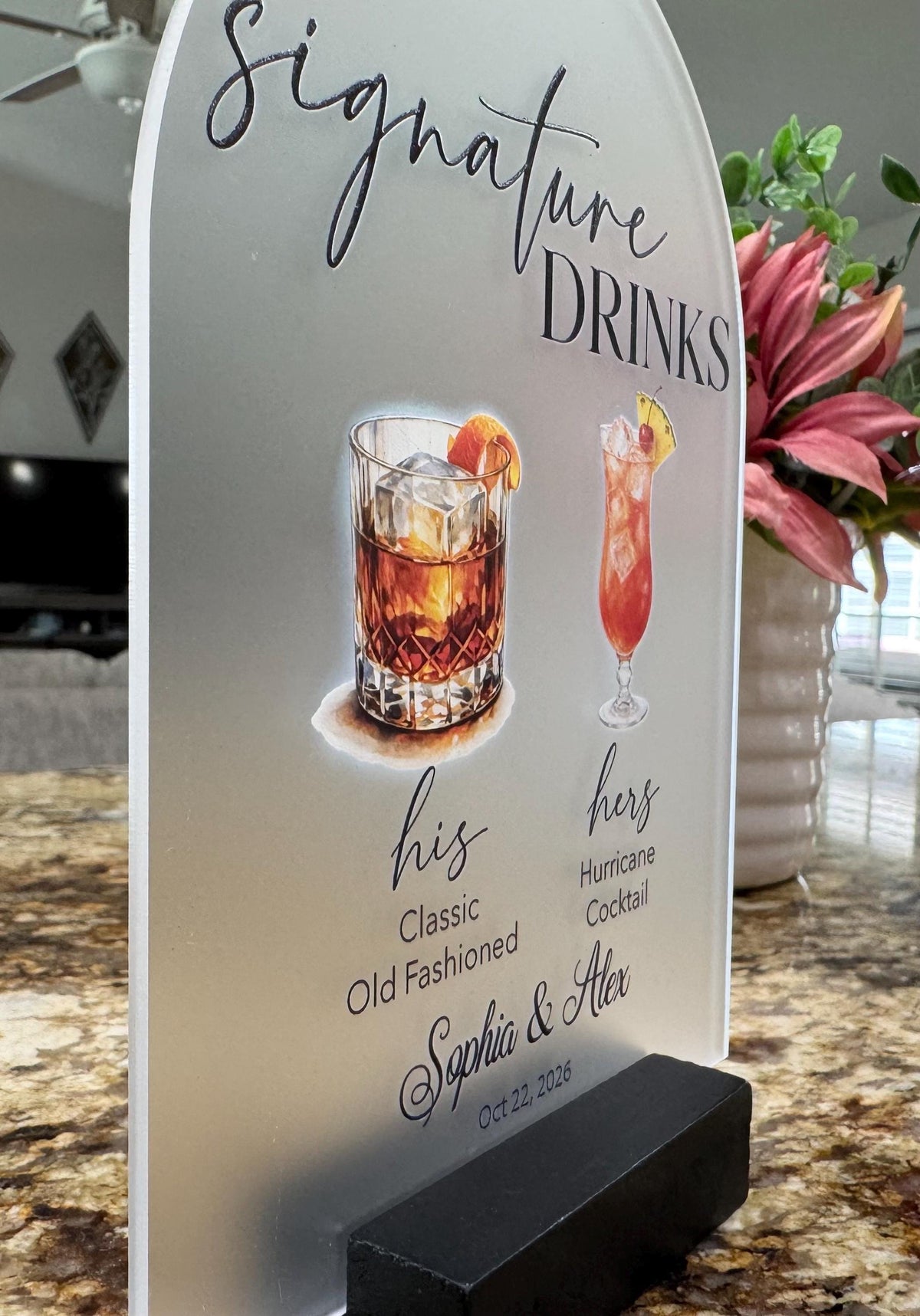 His and Hers Signature Drinks Sign, Personalized Acrylic Wedding Bar Menu, Custom Acrylic Signature Cocktail Menu