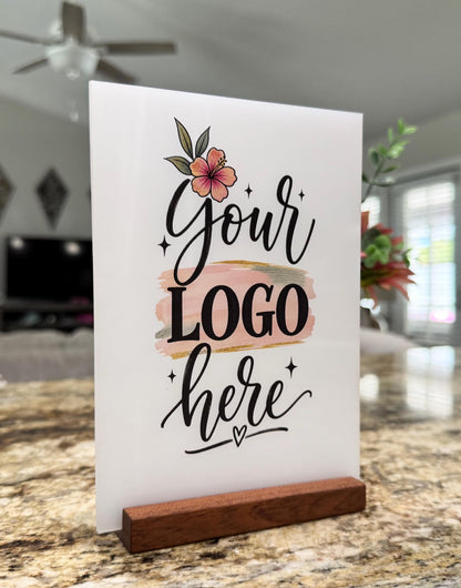 Custom Acrylic Business Logo Sign, Tabletop Display for Corporate Events, Business Logo Sign With Stand, Custom UV Printed Acrylic Display