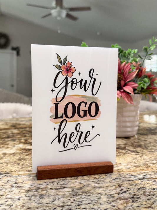 Custom Acrylic Business Logo Sign, Tabletop Display for Corporate Events, Business Logo Sign With Stand, Custom UV Printed Acrylic Display