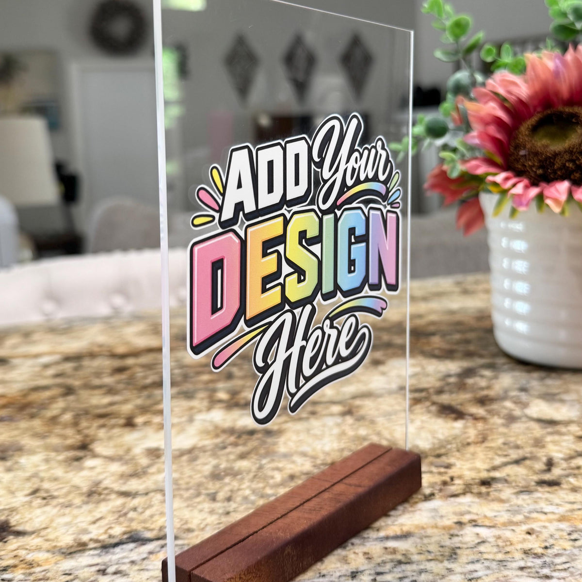 Print Your Design on Acrylic, Custom UV Printed Sign With Stand, Custom Artwork, Logo, Photo or Canva Design Acrylic Sign