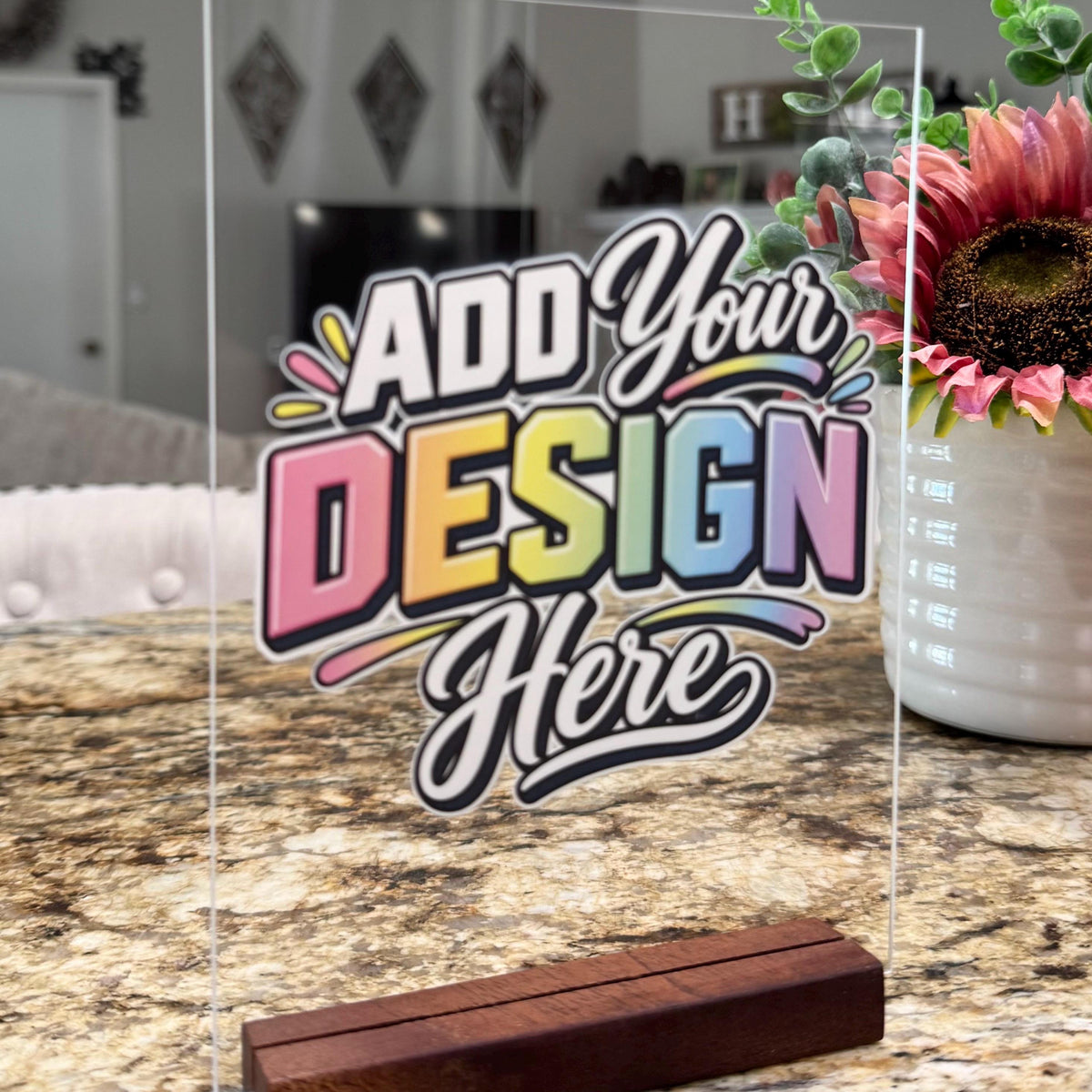 Print Your Design on Acrylic, Custom UV Printed Sign With Stand, Custom Artwork, Logo, Photo or Canva Design Acrylic Sign