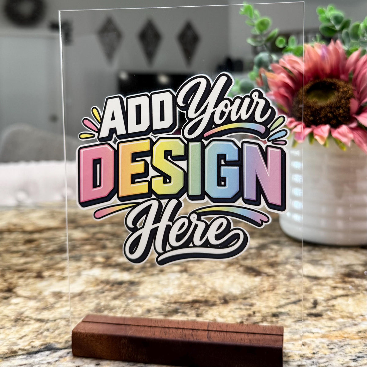 Print Your Design on Acrylic, Custom UV Printed Sign With Stand, Custom Artwork, Logo, Photo or Canva Design Acrylic Sign