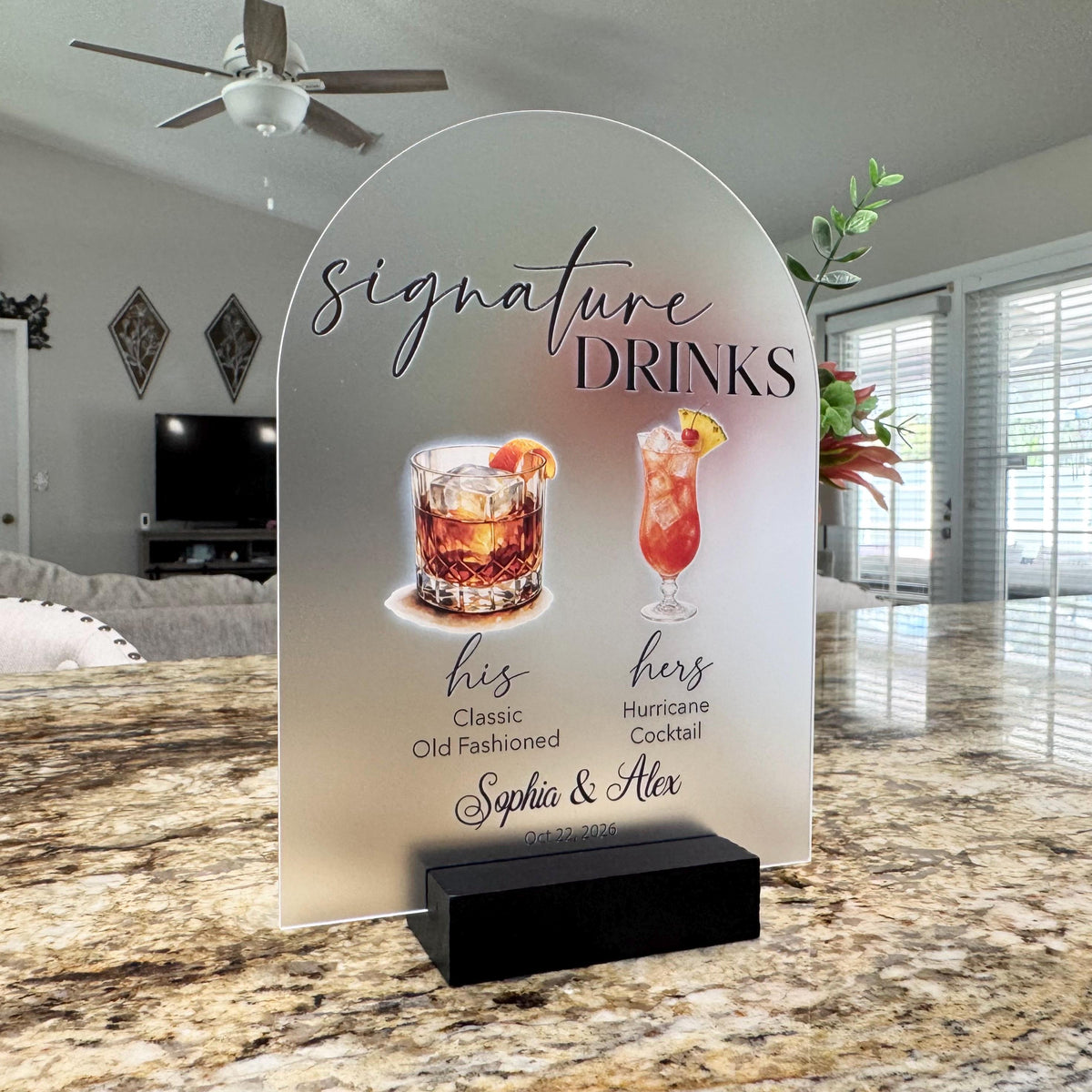 His and Hers Signature Drinks Sign, Personalized Acrylic Wedding Bar Menu, Custom Acrylic Signature Cocktail Menu