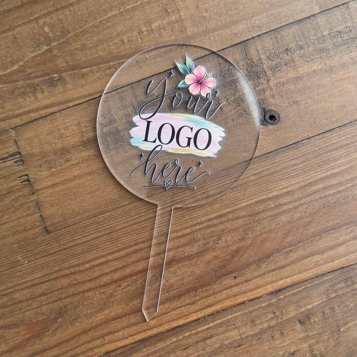 Custom Event Cake Topper, Personalized Logo Acrylic Cake Decor, UV Printed Topper for Corporate Events, Weddings, Birthdays and Parties