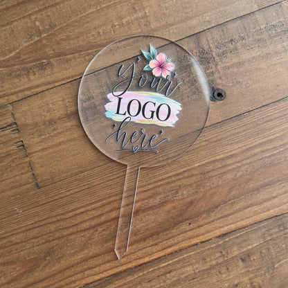 Custom Event Cake Topper, Personalized Logo Acrylic Cake Decor, UV Printed Topper for Corporate Events, Weddings, Birthdays and Parties
