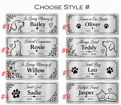 Pet Urn Nameplate, Personalized Dog or Cat Ashes Box Plaque, Engraved Memorial Name Plate, Custom Keepsake