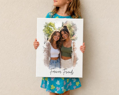 Friendship Photo Canvas, Custom Friendship Gift, BFF Picture Canvas, Bestie Birthday Gift, Long Distance Friend Gift, Friend Wall Art