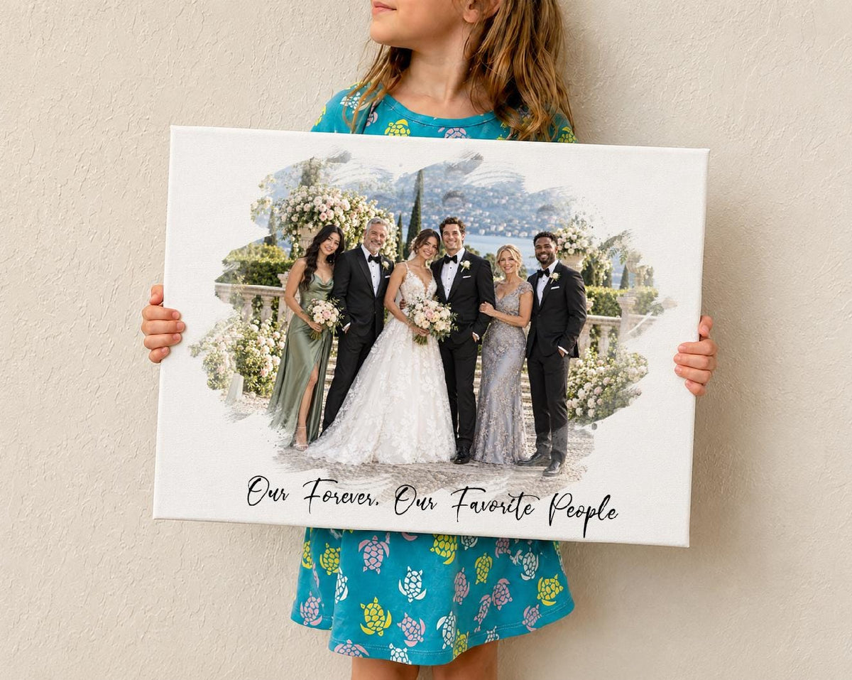Personalized Wedding Photo Canvas, Custom Wedding Portrait, Wedding Party Picture Gift, Newlywed Keepsake, Anniversary Gift