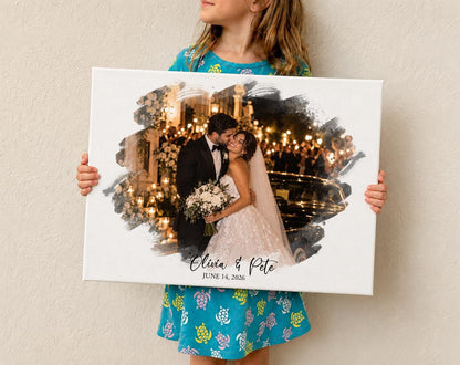 Personalized Wedding Photo Canvas, Custom Couple Portrait, Newlywed Gift, Anniversary Gift, Wedding Keepsake, Bride and Groom Wall Art
