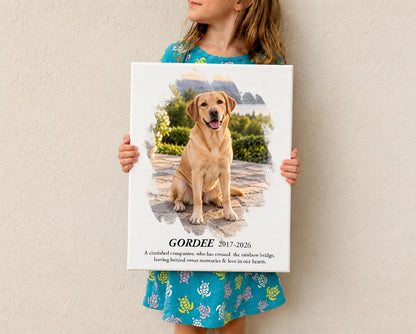 Pet Memorial Canvas, Dog Memorial Gift, Rainbow Bridge Pet Loss Gift, Custom Dog Remembrance Canvas, Sympathy Gift for Dog Lover