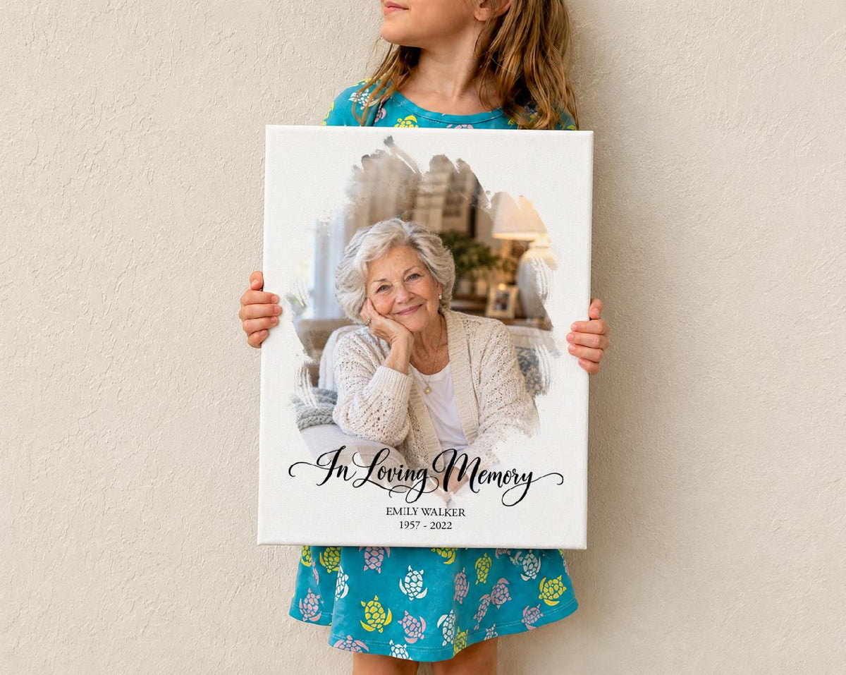 Personalized Memorial Photo Canvas, In Loving Memory Gift, Mom Sympathy Gift, Custom Remembrance Portrait, Celebration of Life Keepsake