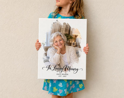 Personalized Memorial Photo Canvas, In Loving Memory Gift, Mom Sympathy Gift, Custom Remembrance Portrait, Celebration of Life Keepsake
