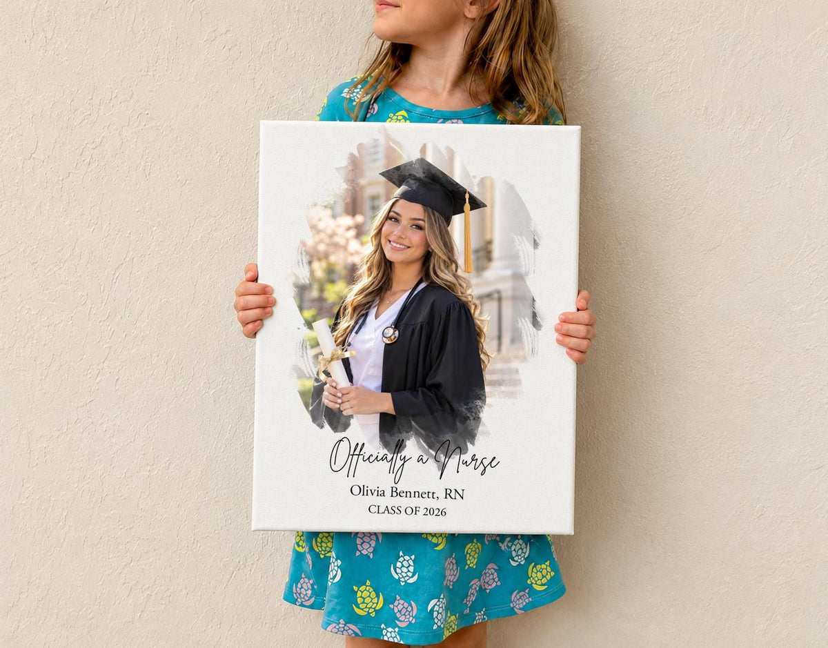 Nursing Graduation Canvas, RN Graduation Gift, Custom Nurse Photo Portrait, Nursing School Graduate Gift, Registered Nurse Keepsake