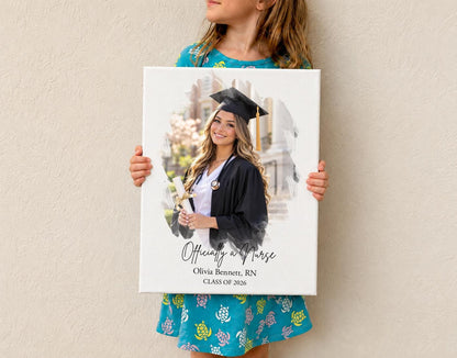 Nursing Graduation Canvas, RN Graduation Gift, Custom Nurse Photo Portrait, Nursing School Graduate Gift, Registered Nurse Keepsake