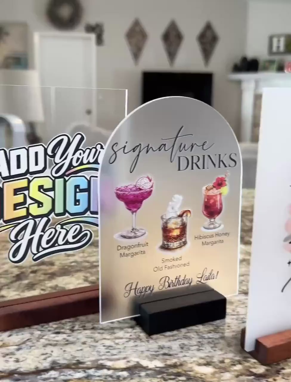 His and Hers Signature Drinks Sign, Personalized Acrylic Wedding Bar Menu, Custom Acrylic Signature Cocktail Menu