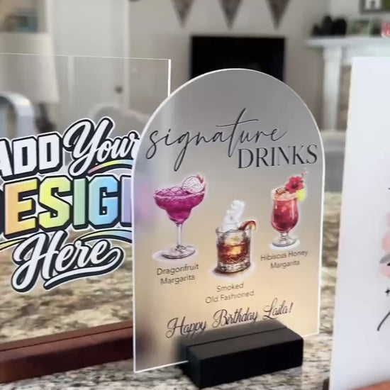 Print Your Design on Acrylic, Custom UV Printed Sign With Stand, Custom Artwork, Logo, Photo or Canva Design Acrylic Sign